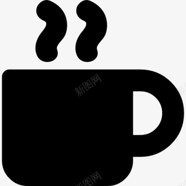 热咖啡杯黑圆形状图标图标
