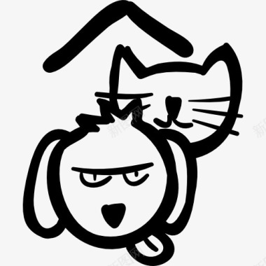 花斑猫猫狗宠物酒店图标图标