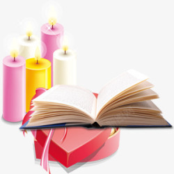 蜡烛和书本素材