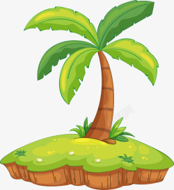 卡通创意椰树小岛素材