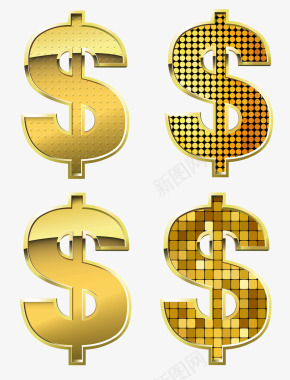货币金色复古风格货币符号图标图标