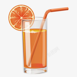 一杯橙汁果饮矢量图素材