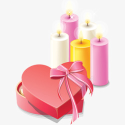 蜡烛爱心礼盒素材