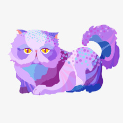 浅紫色图形拼接波斯猫素材