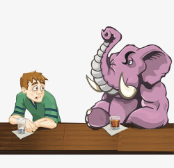 外国酒在酒吧与大象的共饮高清图片