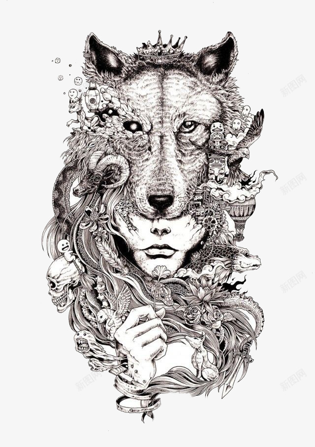 带着狮子面具的女子png免抠素材_88icon https://88icon.com 动物 女子 神秘 面具