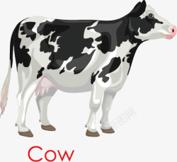 产奶黑白奶牛矢量图高清图片
