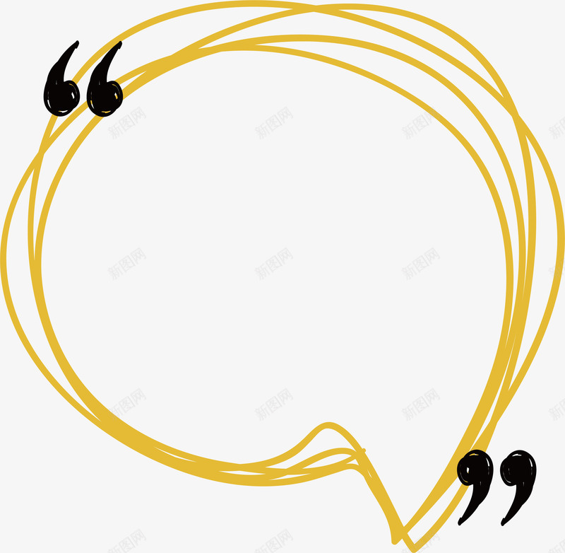 手绘黄色线条对话框png免抠素材_88icon https://88icon.com 对话框 矢量png 线性 线条气泡 黄色对话框 黄色线条