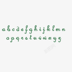 小写字母绿色粉笔字素材