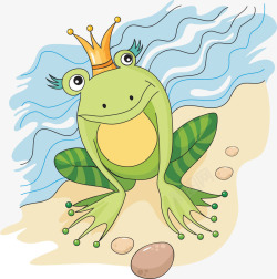 河边戴王冠的青蛙素材