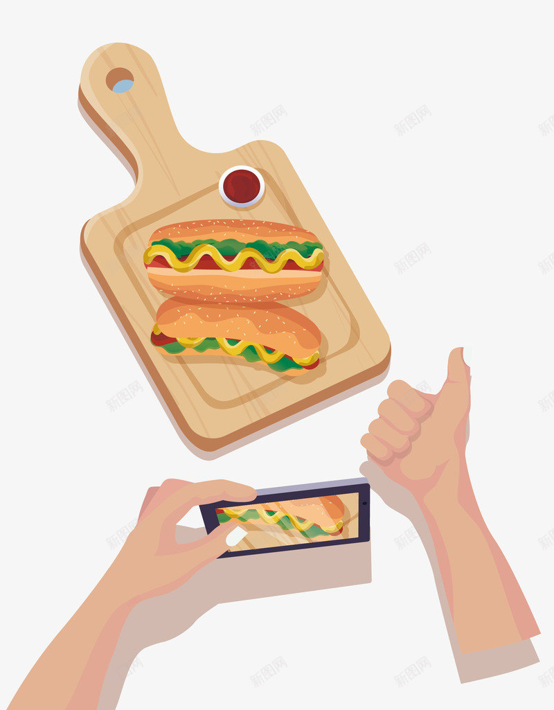 美味热狗拍照矢量图ai免抠素材_88icon https://88icon.com 拍照 点赞 矢量png 美味 美味点赞 美味热狗 矢量图