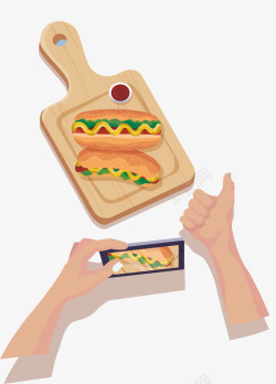 美味热狗拍照矢量图素材