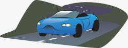 因为汽车在行驶中起步行驶的蓝色汽车矢量图高清图片