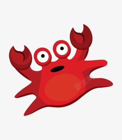 大蟹钳手绘红色的小螃蟹高清图片