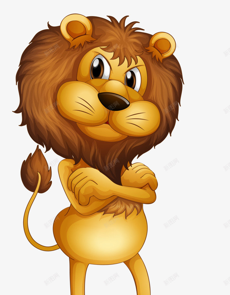 交叉手站立的狮子png免抠素材_88icon https://88icon.com 创意 动物 卡通 手绘 狮子