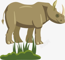 手绘卡通野生动物犀牛矢量图素材