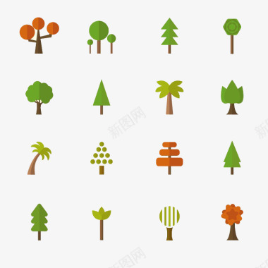 椰子叶小树图标集合图标