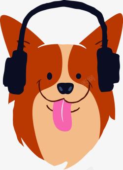 戴耳机的狗狗素材