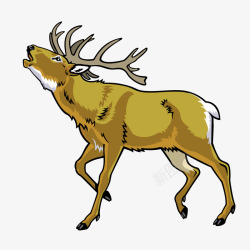黄色麋鹿彩绘野鹿矢量图素材