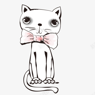 戴领结的猫咪简图图标图标