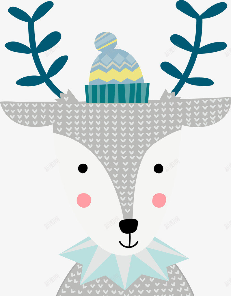 手绘文艺麋鹿图案png免抠素材_88icon https://88icon.com 包装设计 图案 圣诞装饰 帽子 手绘 文艺 麋鹿