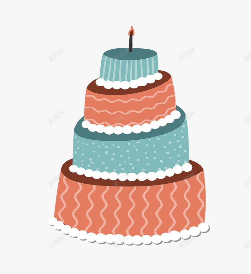 四层蛋糕png免抠素材_88icon https://88icon.com 卡通蛋糕 绿色蛋糕 蜡烛