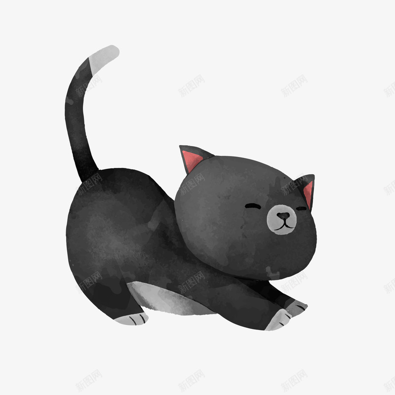 黑色卡通猫咪png免抠素材_88icon https://88icon.com 卡通动物 卡通猫咪 背景装饰 黑色猫咪