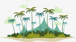 卡通夏日小岛椰树海景素材