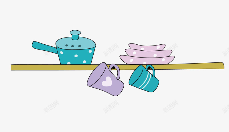 卡通置物架png免抠素材_88icon https://88icon.com 卡通 可爱 容器 心形 杯子 盘子 置物架