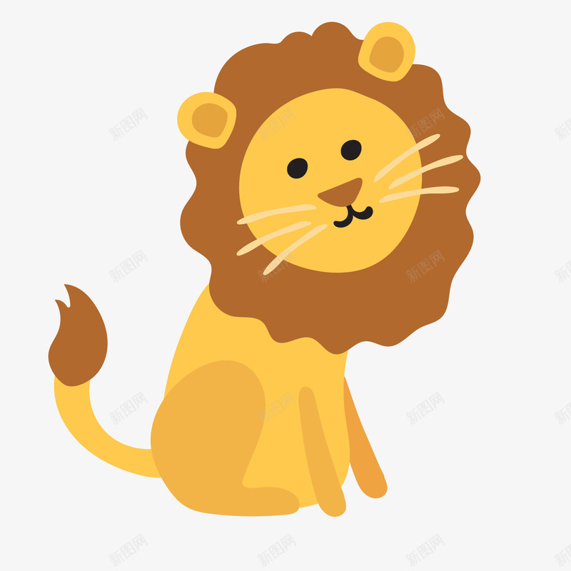卡通黄色的狮子动物矢量图ai免抠素材_88icon https://88icon.com 动物园 动物设计 卡通 扁平化 狮子 黄色 矢量图
