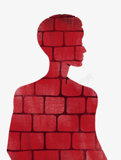 红色人形砖墙纹理素材