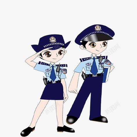卡通警察png免抠素材_88icon https://88icon.com 两个警察 公安 动漫警察 卡通人物形象 卡通警察