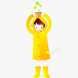 黄色雨衣卡通人物形象素材