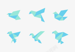 鸽子和平蓝色折叠素材