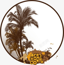 黄昏的椰树矢量图素材