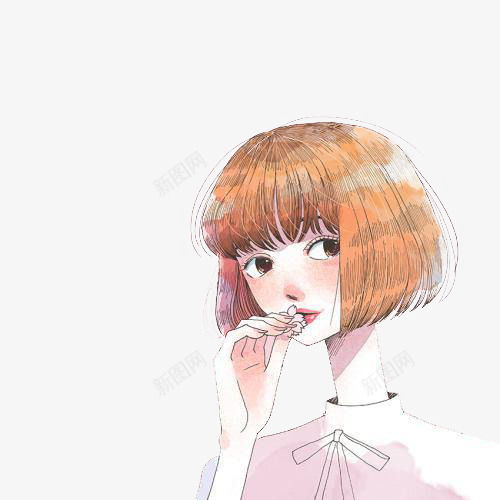 手绘害羞女孩png免抠素材_88icon https://88icon.com 女孩 小插画 手绘插画 浪漫 温馨 简约