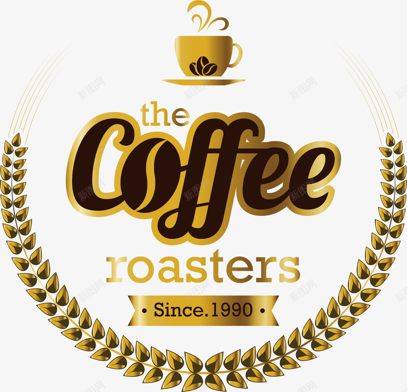 金色咖啡装饰png免抠素材_88icon https://88icon.com coffee 咖啡装饰 棕色咖啡豆 金色咖啡 金色咖啡杯 金色条幅