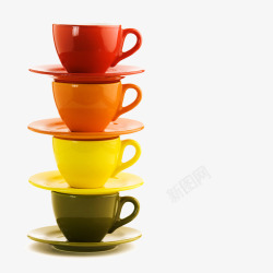 四个彩色咖啡杯素材