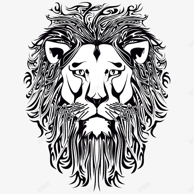 创意黑白线条狮子头png免抠素材_88icon https://88icon.com 创意 狮子头 线条 黑白