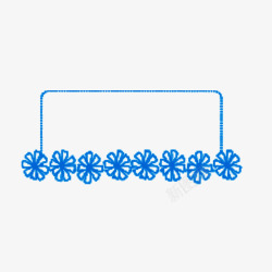 花朵蓝色框架粉笔图案素材
