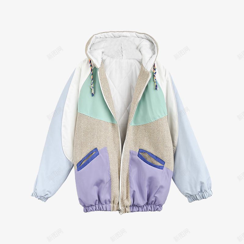 彩色拼接棉服png免抠素材_88icon https://88icon.com 产品实物 外套 大衣