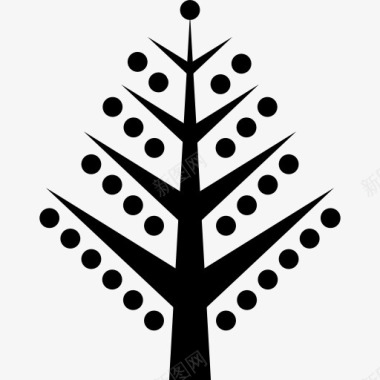 松树圣诞树的树枝球图标图标