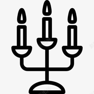 婚礼花卉装饰PNG素材三根蜡烛的烛台图标图标