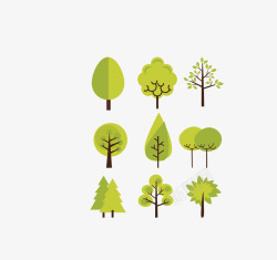 绿色卡通小松树矢量图素材