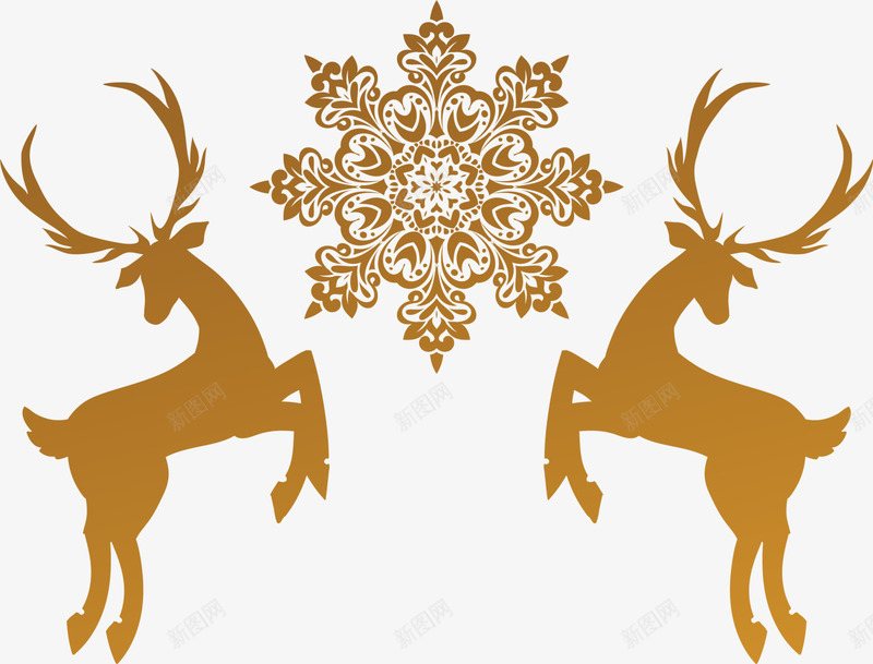 褐色雪花圣诞节麋鹿png免抠素材_88icon https://88icon.com Christmas Merry 可爱麋鹿 圣诞快乐 圣诞节 褐色雪花 雪花片 麋鹿