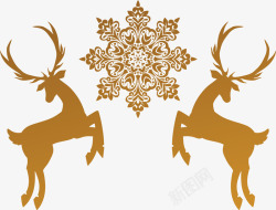 褐色雪花圣诞节麋鹿素材