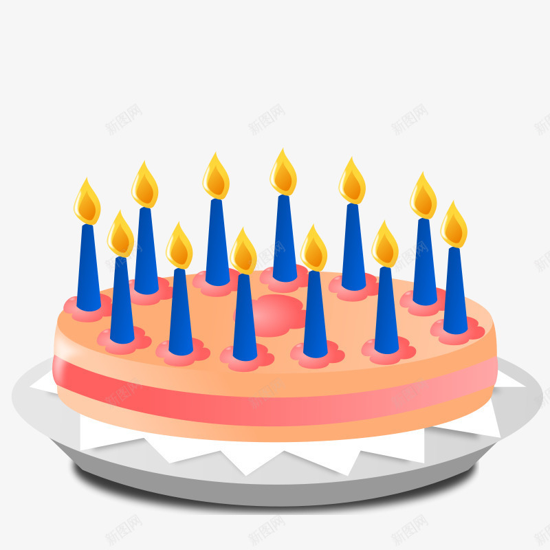 蓝色蜡烛的卡通生日蛋糕png免抠素材_88icon https://88icon.com 卡通 卡通蛋糕 蓝色 蜡烛