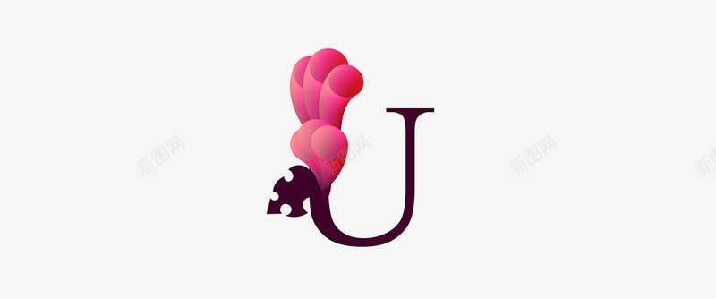 玫瑰主题字母U图标图标