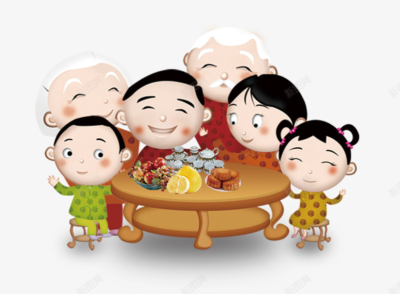 团圆一家人png免抠素材_88icon https://88icon.com 吃东西的家人 嚼东西 围在一起 家人 高兴