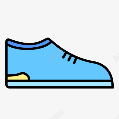蓝色花纹蓝色手绘弯曲弧度鞋子卡通图标矢量图图标